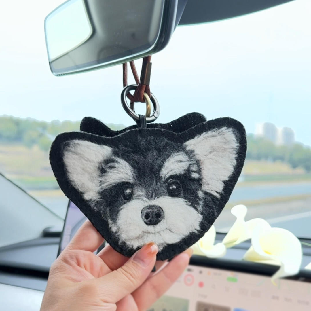 Custom Pet Memorial Bag Charm | Handmade Wool Felt Pet Portrait Keepsake |  Personalized Forever Gift for Pet Lovers