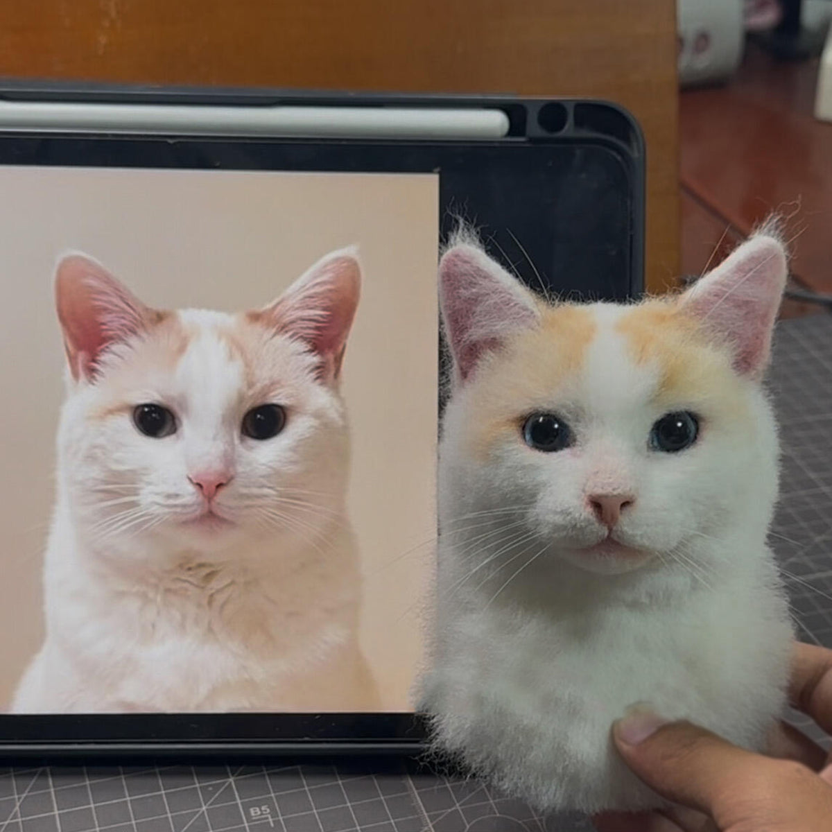 Custom 3D Wool Cat Portrait | Needle Felted Pet Portrait | Christmas Gift Memorial Gift for Pet Lovers