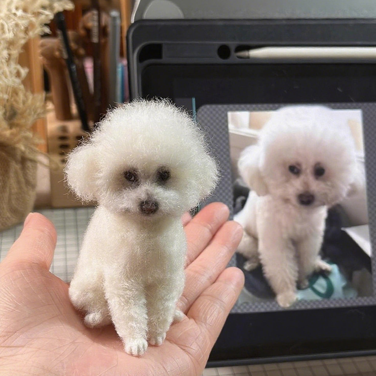 Custom Dog Sculpture | Handmade Wool Dog Cat Figurine | Unique Pet Memorial Gift