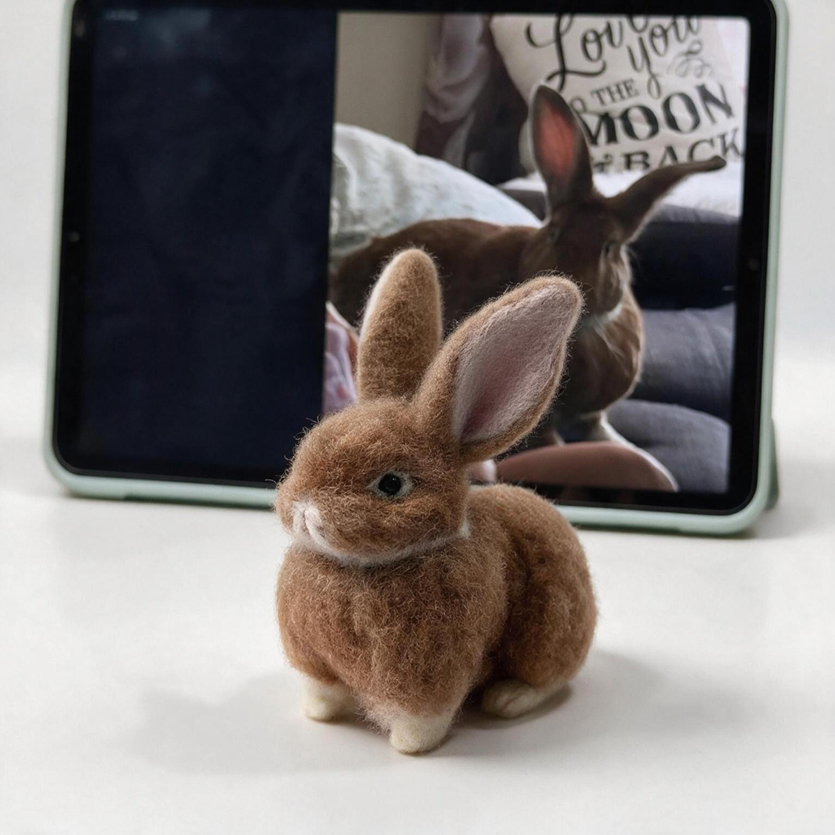 Custom Mini 3D Pet Sculpture | Handmade Wool Rabbit Figurine | Personalized Small Pet Memorial Gift