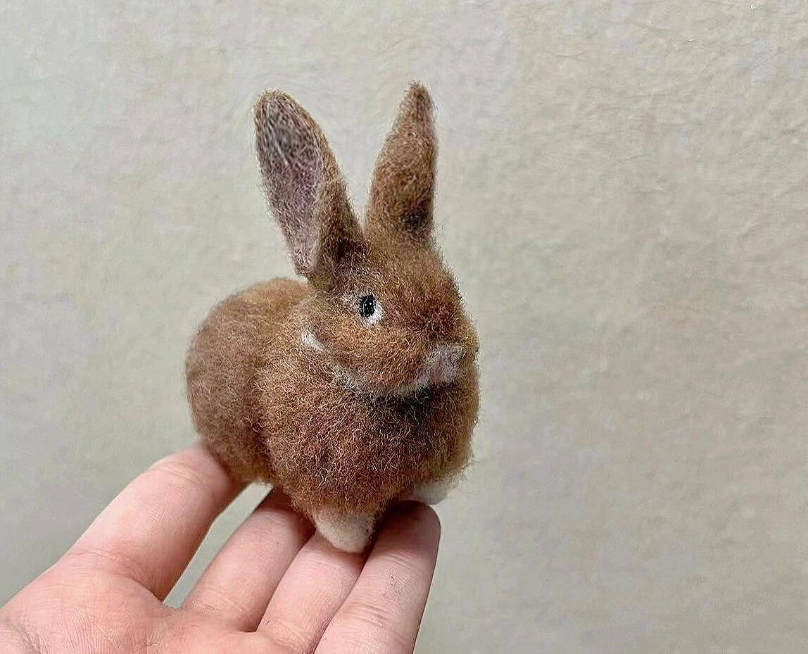 Custom Mini 3D Pet Sculpture | Handmade Wool Rabbit Figurine | Personalized Small Pet Memorial Gift