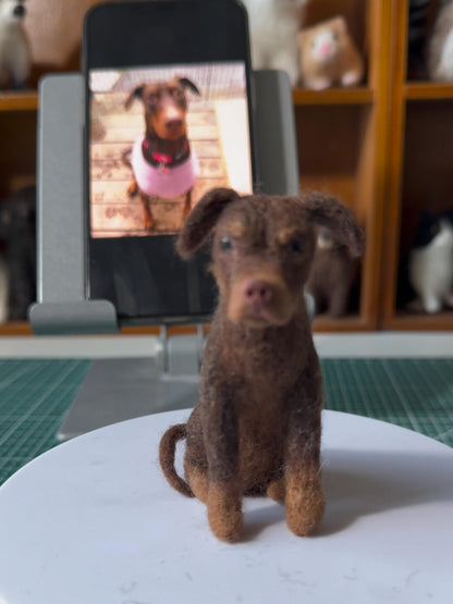 Custom Pet Sculpture | Needle Felted Dog Cat Figurine | Handmade Wool Personalized Memorial Gift
