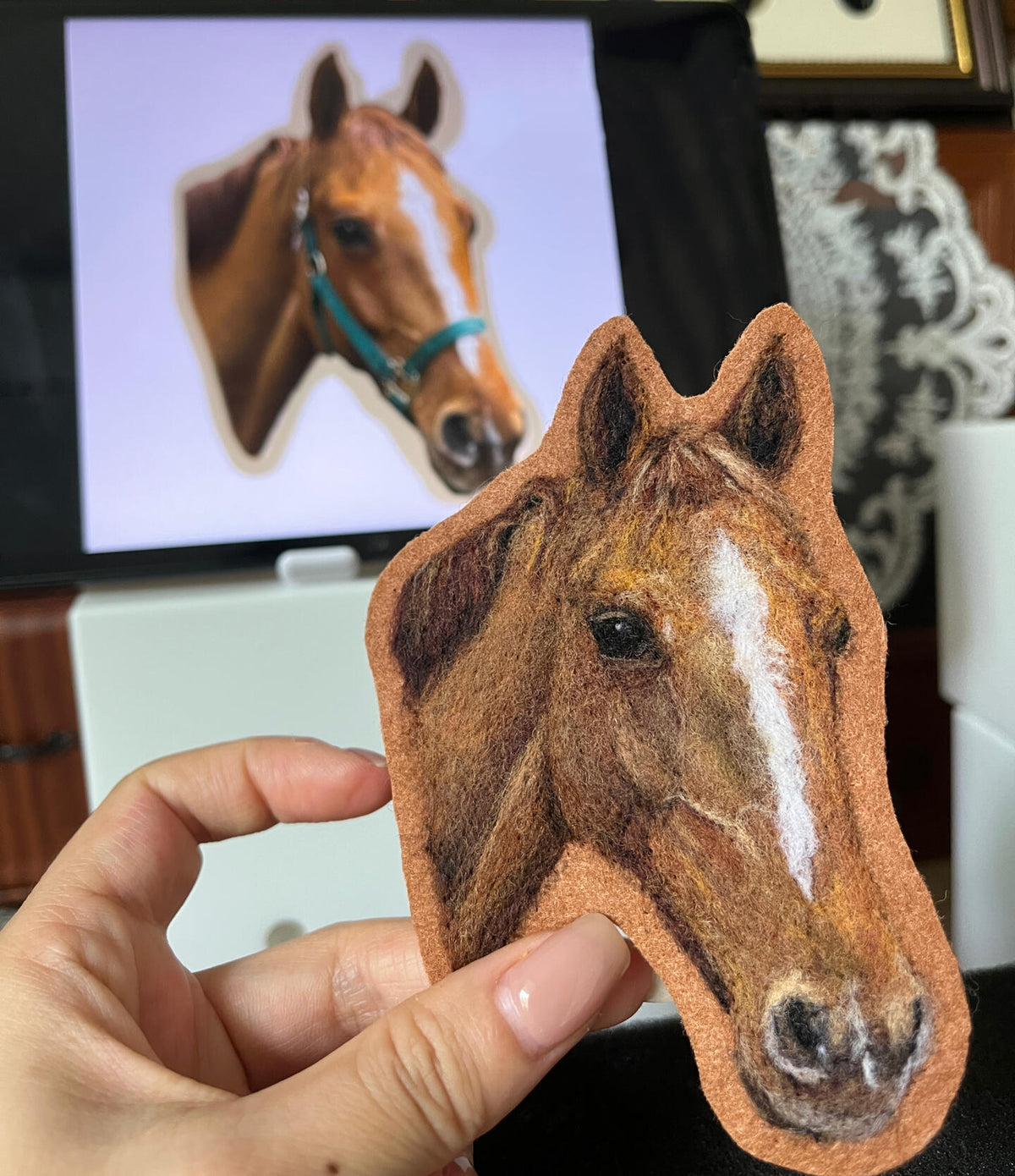 Custom Wool Felt Charm | Needle Felted Horse Keychain | Handmade Pet Memorial Gift