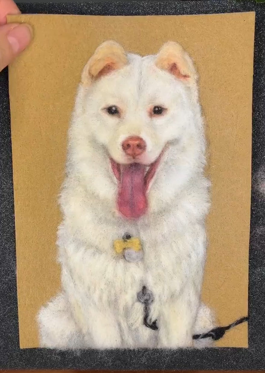 Custom Dog Portrait | Handmade Needle Felted Wool Art | Personalized Pet Memory Gift