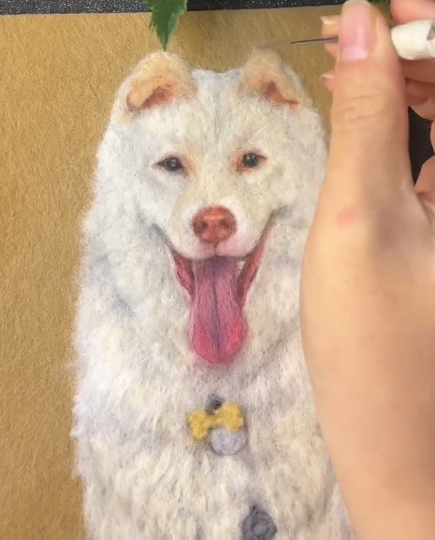 Custom Dog Portrait | Handmade Needle Felted Wool Art | Personalized Pet Memory Gift