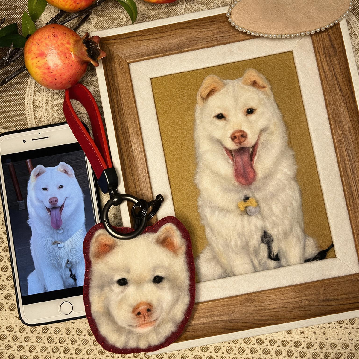 Custom Dog Portrait | Handmade Needle Felted Wool Art | Personalized Pet Memory Gift