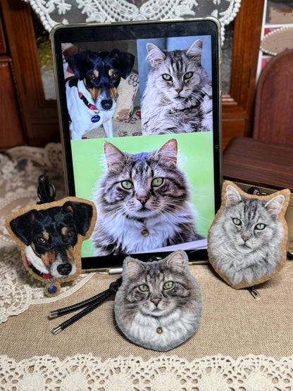 Custom Pet Memorial Bag Charm | Handmade Wool Felt Pet Portrait Keepsake |  Personalized Gift for Pet Lovers
