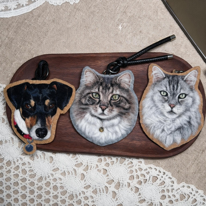 Custom Pet Memorial Bag Charm | Handmade Wool Felt Pet Portrait Keepsake |  Personalized Gift for Pet Lovers