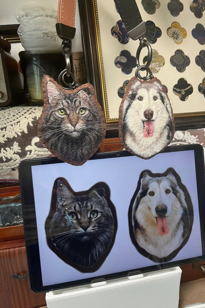 Custom Pet Memorial Bag Charm | Handmade Wool Felt Pet Portrait Keepsake |  Personalized Gift for Pet Lovers