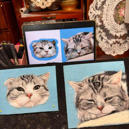 Custom Cat Portrait Keychain | Handmade Wool Felt Pet Portrait | Personalized Memorial Gift