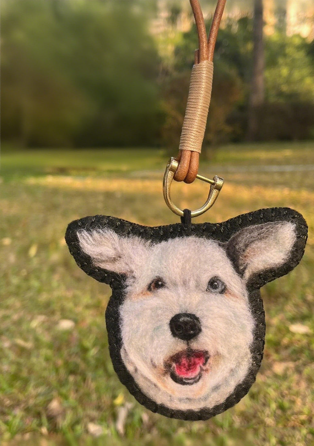 Custom Wool Felt Charm | Needle Felted Dog Keychain | Handmade Pet Memorial Gift