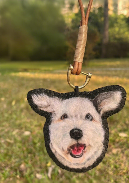 Custom Wool Felt Charm | Needle Felted Dog Keychain | Handmade Pet Memorial Gift
