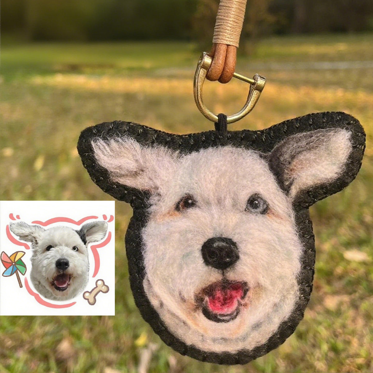 Custom Wool Felt Charm | Needle Felted Dog Keychain | Handmade Pet Memorial Gift
