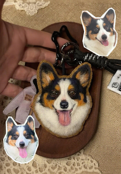 Custom Pet Bag Charm | Handmade Wool Felt Pet Portrait Keepsake |  Personalized Gift for Pet Lovers