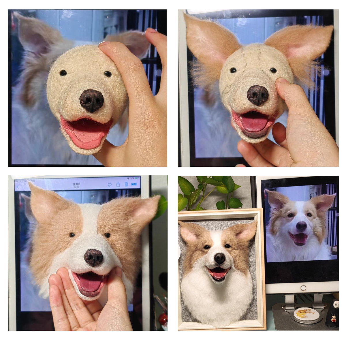 Custom 3D Dog Portrait | Needle Felted Pet Portrait | Handmade Christmas Gift Memorial Gift