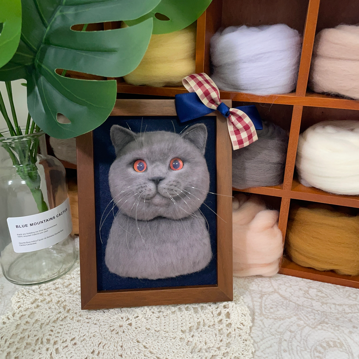 Personalized Pet Memorial Portrait | 3D Needle Felted Wool Dog Cat Frame | Forever Memory Keepsake