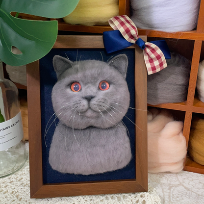 Personalized Pet Memorial Portrait | 3D Needle Felted Wool Dog Cat Frame | Forever Memory Keepsake