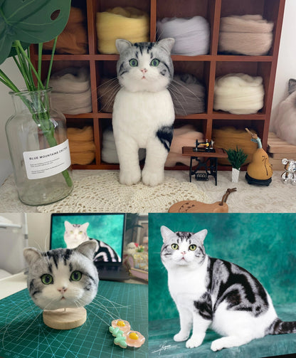 Custom 3D Wool Felt Pet Portrait | Handmade Needle Felted Dog Cat Artwork | Unique Pet Keepsake Gift