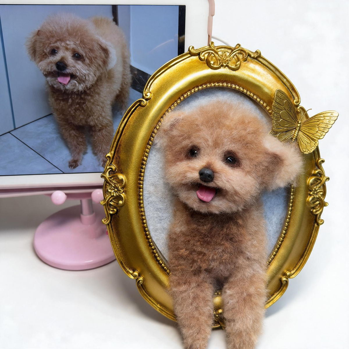 Custom 3D Wool Felt Pet Portrait | Handmade Needle Felted Dog Portrait | Custom Dog Lover Gift