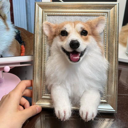 3D Needle Felted Pet Portrait | Custom Wool Dog Cat Frame | Personalized Christmas Gift