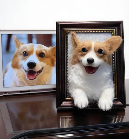 3D Needle Felted Pet Portrait | Custom Wool Dog Cat Frame | Personalized Christmas Gift